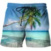2023 Calções de Praia Transfronteiriços Costeiro Coqueiro Verão Amazon Tendência Casual Reto Estampado Calções Masculinos