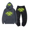Traje europeo y americano Y2K de SynaWord High Street para hombre, sudadera con capucha de hip hop de moda, pantalones de suéter estampados Syna