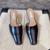 Sandalias Baotou Francesas de Primavera y Verano 2025 para Mujer, Calzado Exterior, Tacones Altos de Aguja, Mules de Punta Cuadrada, Zapatillas de Media Caña, Zapatillas de Tacón Alto