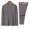 Traje Térmico para Hombre Invierno De Rong Cuello Semi Alto Ropa Interior con Forro Polar Engrosado Pantalones Térmicos Protección Corporal Integrada a Prueba de Frío Top Térmico