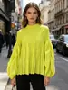 Suministro Directo de Fábrica Otoño e Invierno 2024 Estilo Ins Nuevo Elegante Top de Princesa con Pliegues Mangas Abullonadas Talla Grande Camiseta Holgada