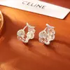 Pendientes Europeos y Americanos Transfronterizos Huecos Chapados en Cobre Oro Real Moda de Gama Alta Estilo Niche Elegante Pendientes Estilo Cool de Ins