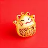 Pingente de chaveiro de gato oco em liga de estilo chinês, acessório de metal com toque de alta qualidade, ornamento decorativo