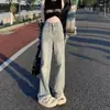 Jeans adelgazantes de cintura alta para mujer 2024 nuevos casuales versátiles de pierna ancha rectos ligeramente holgados pantalones adelgazantes