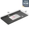 Gabinete de Baño Cerámico de Pared con Cubierta Semi-Empotrada, Lavabo Único Integrado con Placa de Roca para Lavado de Baño y Lavado de Manos