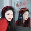 Accesorios de Año Nuevo Temperamento Retro Diadema de Terciopelo Estilo Hong Kong Diadema de Esponja Parte Superior Cranial Alta Presión Roja Cabello 2025 Nuevo