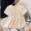 Camisa de Manga Corta con Lazo para Mujer Verano Nuevo Diseño 2025 Camisa Francesa Plisada que Reduce la Edad Top Camisa Abullonada