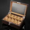 Caja de Relojes de Madera Maciza de Olmo con Ranuras para 10 Relojes Caja de Almacenamiento de Relojes Caja para Relojes de Pulsera Caja para Colección de Relojes con Cerradura