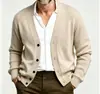 Outono Inverno 2026 Novo Europeu Americano Transfronteiriço Masculino Casual de Negócios Cardigan Solto Manga Longa Gola V de Botão Único Casaco Suéter Masculino
