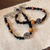 Retro Moeda de Cobre Cerâmica Frisada Pulseira para As Mulheres Nova Chinoiserie Tendência Nacional ins Niche Design Bestie Casal Pulseira
