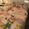 Juego de ropa de cama sencillo de tres piezas con estampado de corazones, fresco y juvenil, con un lindo juego de cuatro piezas con estampado de corazones