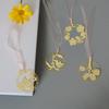 Marcador de Página Metálico de Latão Oco com Design de Ginkgo, Peônia, Rosa, Tulipa, Trevo de Quatro Folhas, Pingente Criativo de Cobre