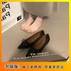Inverno 2025 Novo Estilo Coreano Doce Laço Solado Macio Sapatos Femininos Rasteirinhas Confortáveis Bico Fino Sapatos Scoop Modernos