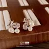 Pendientes de Perla Barroca con Circonita Francesa Nicho Simples Asimétricos Pendientes de Alta Gama Exquisitos Pendientes Retro para Mujer