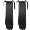 Cabelo Liso Longo de 32 Polegadas Exportação Cabelo Sintético de Alta Temperatura Rabo de Cavalo Duplo Extensões de Cabelo para Mulheres, Rabo de Cavalo Longo Trançado com Amarração, Ossier