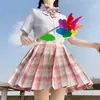 Uniforme jk falda otoño básico conjunto completo de falda a cuadros camisa manga corta corbata de lazo conjunto completo de estilo universitario japonés