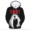 2024 comercio electrónico transfronterizo sudaderas con capucha tipo chaleco para hombre, mujer y familia moda impresión digital 3D cara de Scarface