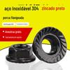 Flange de aço inoxidável preto 304 porca antiderrapante M3M4M5M6M8M12 parafuso de flange hexagonal americano zincado preto