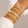 Joias Transfronteiriças Europeias e Americanas, Pulseiras Metálicas Multicamadas Modernas e Simples, Pulseiras de Corrente Geométrica Retrô para Atacado