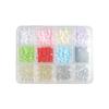 Caja de 12 joyas de resina para decoración de uñas, lazo de cinta estéreo, lazo de aleación, accesorios para decoración de uñas DIY