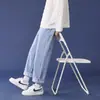 Calça Jeans Reta Feminina, Nova Coleção Primavera e Outono 2021 Cintura Alta Emagrecimento Versátil Perna Larga Comprimento Total