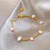 Pulsera Irregular de Perlas de Agua Dulce Barrocas y Fragmentos de Oro para Mujer, Elegante y Moderna Pulsera de Perlas en Forma de Pétalo