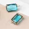 Pendientes de Botón Exagerados Europeos y Americanos 2019 Moda Joyería Color Simple Pedrería Cuadrados con Diamante Pendientes de Gancho Populares para Mujeres