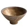 Tazón Alto Hecho en Fábrica, Transformado en Horno, Moldeado a Mano; Tazón Pequeño de Uso Personal; Tazón de Cerámica Estilo Rústico para Sopa, Tazón de Arroz; Apto para Microondas