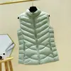 Nuevo Chaleco de Algodón y Plumas para Mujer Otoño e Invierno Corto Casual Delgado Cuello Alto Chaqueta Gruesa sin Mangas Ropa Exterior Chaleco de Algodón