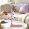 Suporte de armazenamento de copos de bebê fofo roxo-rosa, madeira de faia suporte de copo de vidro copo de café caneca em forma de árvore suporte de copo invertido