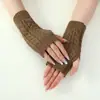 Luvas Sem Dedos de Tricô Trançado Masculinas e Femininas para Outono e Inverno, Aquecedores de Braço Meio Dedo Personalizados Resistentes ao Frio para Uso Externo