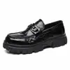 [Personalizado] Sapatos de Couro para Homem 2024 Novo Casual de Negócios Estilo Britânico Alta Qualidade Preto Baixo Corte Bico Redondo Slip-On