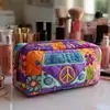 Bolso acolchado con patrón de libélula transfronterizo, bolsa de cosméticos multifuncional, impresión digital, directo del fabricante