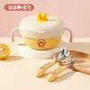 Tazón infantil de acero inoxidable 316, tazón para comida de bebé, tazón para alimentar a lactantes, juego de vajilla portátil para niñas, apto para uso en exteriores