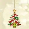 Enfeites de árvore de Natal, sinos pintados em acrílico, bengalas doces, meias, decorações de homem de gengibre, decorações de feriado transfronteiriças