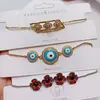 Pulseira Europeia e Americana de Alta Qualidade com Zircônia Microincrustada e Puxador, Olho de Diabo Vintage, Pulseira Ajustável de Luxo Leve com Diamantes