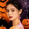 Bestseller transfronterizo: Pendientes acrílicos de cabeza de calabaza colorida de Halloween con un ambiente festivo vintage, pendientes versátiles