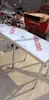 Mesa Plegable de Acero Inoxidable, Mesa Larga para Uso en Exteriores, Mesa Comercial Portátil para Mercados Nocturnos, Barbacoas y Montaje de Puestos, con Hueco Alto para Colocar Artículos
