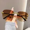 Gafas de Sol de Moda Sin Marco UV400 para Mujer, Lentes Degradados de Moda, Bonitas Gafas de Sol