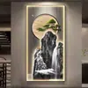 Nova Decoração de Paisagem para Hall de Entrada Chinoiserie Parede de Fundo da Porta Oposta Pintura Pendurada de Paisagem Corredor Corredor Pintura de Luz LED