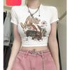 Camiseta de manga corta con hombros descubiertos Sweet Spice Girl, novedad de verano 2024, estilo americano adelgazante, top corto ajustado y puro deseo.