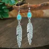 Pendientes de gota de agua de turquesa hueca de tendencia europea y americana, pendientes bohemios, fabricantes de joyas de comercio exterior transfronterizo al por mayor