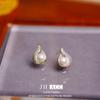 Nuevos pendientes de botón de perla llama de sirena con diamantes completos para mujer, estilo de lujo ligero, pendientes de alta calidad, gota de agua, pendientes de moda francesa