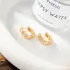 Pendientes de botón cuadrados estilo coreano más vendidos con incrustaciones de óxidos de circonio para mujer, diseño creativo versátil, estilo simple Ins, pendiente