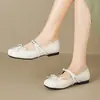 Zapatos Mary Jane cuadrados de estilo francés con una sola correa de hebilla para mujer, mocasines versátiles con lazo para primavera/verano/otoño 2026, zapatos de tacón bajo de un solo color
