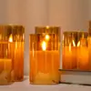 Vela de parafina LED lámpara de vela electrónica llama simulada vidrio galvanizado propuesta confesión atmósfera de concierto vela