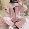 Pijama con Lazos Estilo Dinastía Tang para Mujer Primavera y Otoño Manga Larga Elegante 2026 Nuevo Conjunto para Estar en Casa