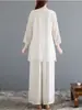 Chinoiserie para Mujer Dinastía Han Holgado y Delgado Algodón y Lino Zen Traje de Té Chinoiserie Retro Top Pantalones de Yoga Falda Verano