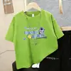 Camiseta de Manga Corta para Niños, Nueva Camiseta Estampada de Estilo Veraniego, Tallas Mediana y Grande para Niños, Algodón Puro Suave, Camiseta de Media Manga Holgada y Elegante