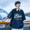 2026 Nueva Camiseta de Manga Corta para Hombre Verano Moda Americana Marca Suelta Manga Media Algodón Pesado Top Camiseta Ropa de Verano para Hombre